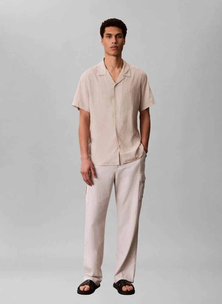 Calvin Klein  Linen Blend Short Sleeve Shirt for Men | Best Price UAE
